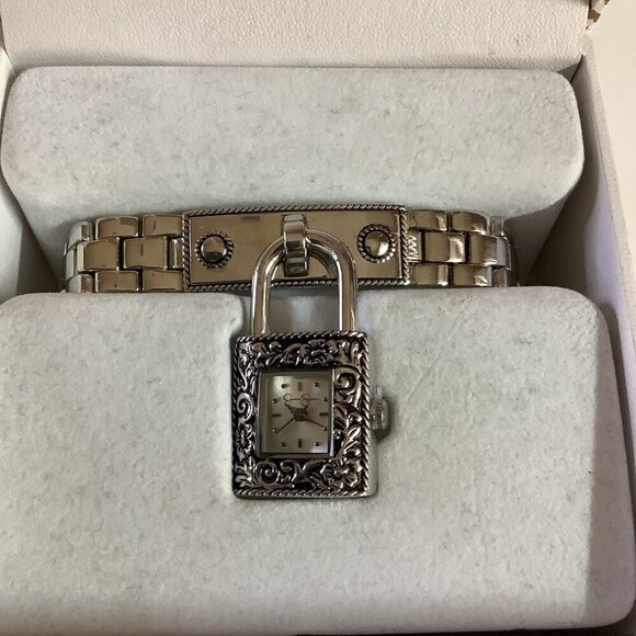 Jessica Simpson Silver Tone Bracelet Lock Dangle Watch, New In Box main image 5